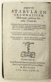 JUDAICA CLENARDUS, NICOLAUS. Luah ha-Dikduk. Tabula in grammaticen Hebraeam. 1563